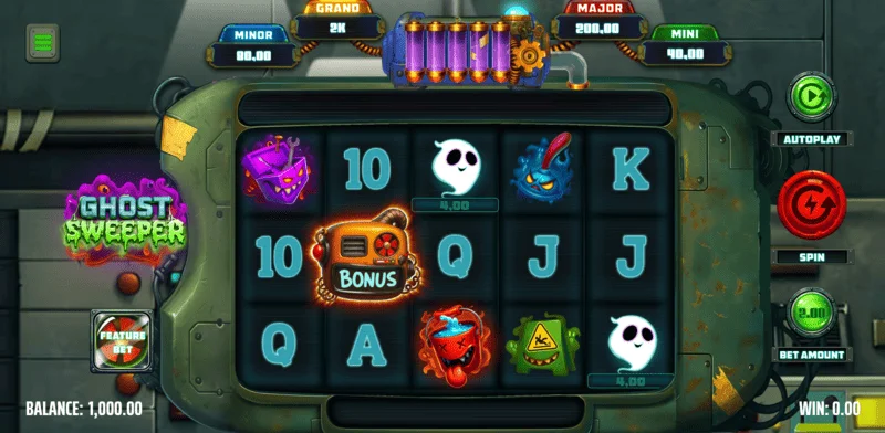 Ghost Sweeper - glavni ekran igre s mrežom 5x3